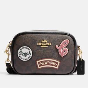 Coach Mini Jamie Camera Bag In Signature Canvas With Ski Patches